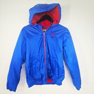 Vintage United Colors ofBenetton Y2K Royal Blue Fleece Lined Hooded Jacket
